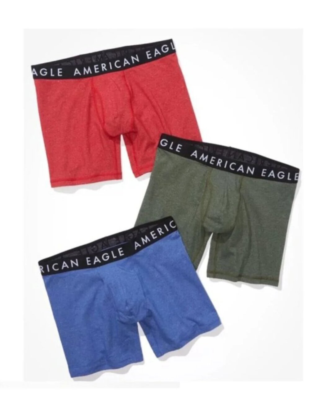 NEW American Eagle Outfitters AEO Solid 6" Classic Regular Boxer Briefs 3 Pack